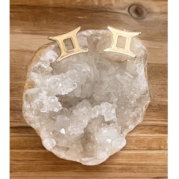 Gold Gemini Zodiac Astrology Sign Post Earrings -Small Boho Glam Chic Gift -New - Picture 13 of 15